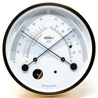 13.3cm Polished Brass Polar Climate Meter With Thermometer & Hygrometer By FISCHER image