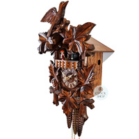 5 Leaf & Bird 1 Day Mechanical Carved Cuckoo Clock With Dancers 36cm By SCHWAB image