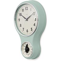 30cm Sage Green Retro Kitchen Wall Clock with Timer By ACCTIM image