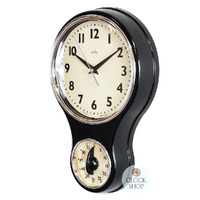 30cm Black Retro Kitchen Wall Clock with Timer By ACCTIM image
