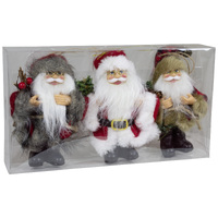 15cm Santa Hanging Decoration (Set Of 3) image