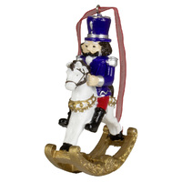 10cm Nutcracker on Rocking Horse Hanging Decoration - Assorted Designs image
