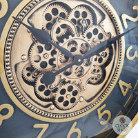 60cm Ceulen Dark Grey and Gold Moving Gear Wall Clock By COUNTRYFIELD image
