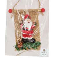 9.5cm Santa On Hessian Banner Hanging Decoration- Assorted Designs image
