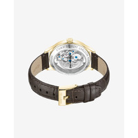 43mm Gold Automatic Mens Watch With Skeleton Dial & Brown Leather Band By KENNETH COLE image