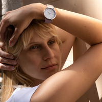 Silver Kahlo Watch with Snow White Dial By Coluri image