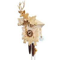 5 Leaf & Deer Natural 1 Day Mechanical Carved Cuckoo Clock 32cm By HÖNES image