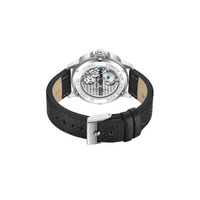 Silver Skeleton Automatic Watch With Black Leather Band  By KENNETH COLE image