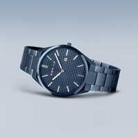 40mm Ultra Slim Collection Mens Watch With Blue Dial & Blue Stainless Steel Strap & Case By BERING image