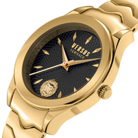 Gift Set- 34mm Mount Pleasant Gold Womens Watch With Black Dial & Bracelet By VERSACE image