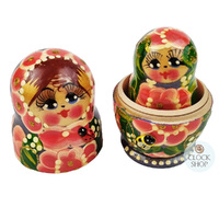 Floral Russian Dolls- Green & Pink With Ladybug 10cm (Set Of 5) image