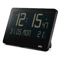 26cm Black LCD Digital Wall Clock With Temperature Date & Alarm By BRAUN image