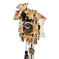 5 Leaf & Bird Battery Carved Cuckoo Clock With Burnt Finish 22cm By ENGSTLER image