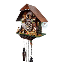 Accordion Player Battery Chalet Cuckoo Clock With Swinging Doll 26cm By TRENKLE image