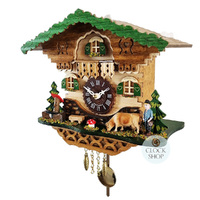 Forest Cabin Battery Chalet Kuckulino With Boy & Cow 18cm By TRENKLE image