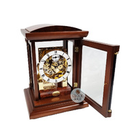 39cm Walnut Mechanical Skeleton Table Clock With Triple Chime By AMS image