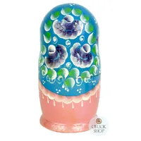 Floral Russian Dolls- Blue & Pink 18cm (Set Of 5) image