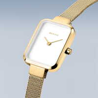 35mm Classic Collection Womens Watch With White Dial & Gold Milanese Strap & Gold Case By BERING image