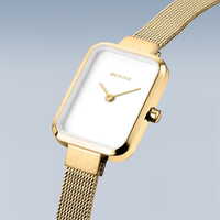 35mm Classic Collection Womens Watch With White Dial, Gold Milanese Strap & Gold Case By BERING image