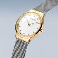 Gift Set- 31mm Classic Collection Gold & Silver Womens Watch With White Dial & Bracelet By BERING image