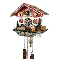 Beer Drinker & Water Wheel LED Battery Chalet Cuckoo Clock 30cm By TRENKLE image