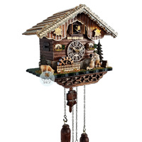 Wood Chopper & Water Wheel LED Battery Chalet Cuckoo Clock 30cm By TRENKLE image