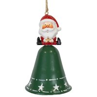 10cm Red, Green & White Metal Bell Figurine Hanging Decoration- Assorted Designs image
