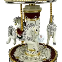 Red Green & Yellow Horse Carousel Music Box (We Wish You A Merry Christmas) image