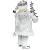 38cm Silver & White Standing Santa Claus image