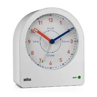9.7cm White Time Teacher Analogue Alarm Clock By BRAUN image