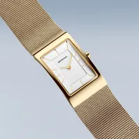 38mm Classic Collection Polished Gold Womens Watch With Gold Stainless Steel Mesh Strap By BERING image