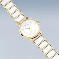 41mm Solar Collection Womens Watch With White Dial & Two-Tone Ceramic Strap By BERING image