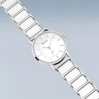 41mm Solar Collection Womens Watch With White Dial & Silver Ceramic Strap By BERING image
