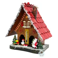 22cm Chalet Weather House With Santa & Snowman By TRENKLE image