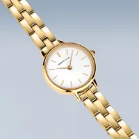 26mm Classic Collection Womens Watch With White Dial & Gold Case and Band By BERING image