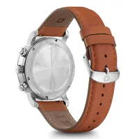 42mm Urban Classic Mens Chronograph Swiss Quartz Watch With Black Dial & Brown Leather Band By WENGER image