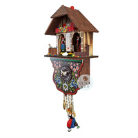 Swiss Weather House Battery Chalet Clock With Swinging Doll 21cm By TRENKLE image