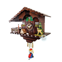 Forest Cabin Battery Chalet Clock With Dancers & Swinging Doll 16cm By TRENKLE image