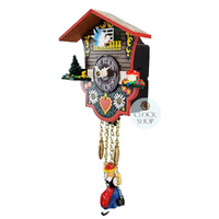 Swiss House Battery Chalet Clock With Swinging Doll 12cm By TRENKLE image