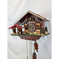 Black Forest Battery Chalet Cuckoo Clock With Weather House 25cm By TRENKLE image