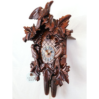 5 Leaf & Bird 8 Day Mechanical Carved Cuckoo Clock With Side Birds 48cm By HÖNES image