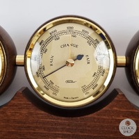 29cm Walnut Weather Station With Thermometer Barometer & Hygrometer By FISCHER  image