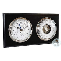 38cm Black Nautical Weather Station With Quartz Time & Tide Clock & Barometer By FISCHER image