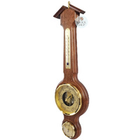 55cm Walnut Traditional Weather Station With Barometer Thermometer & Hygrometer By FISCHER  image