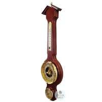 55cm Mahogany Traditional Weather Station With Barometer Thermometer & Hygrometer By FISCHER  image