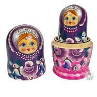 Floral Russian Dolls- Purple 15cm (Set Of 5) image