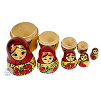 Kirov Russian Dolls- Red Scarf & Yellow Dress 10cm (Set Of 5) image