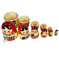 Semenov Russian Dolls- Red Scarf & Yellow Dress 12cm (Set Of 6) image