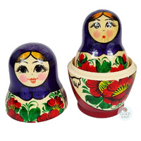 Kirov Russian Dolls- Purple Scarf & Red Dress 15cm (Set Of 7) image