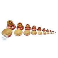 Floral Russian Dolls- Red Mini 6.5cm (Set Of 10) image